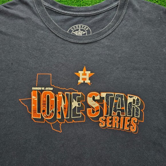 Lone Star Series Tshirt Men XL Blue Houston Astros Texas Rangers Baseball Sports - Picture 2 of 9